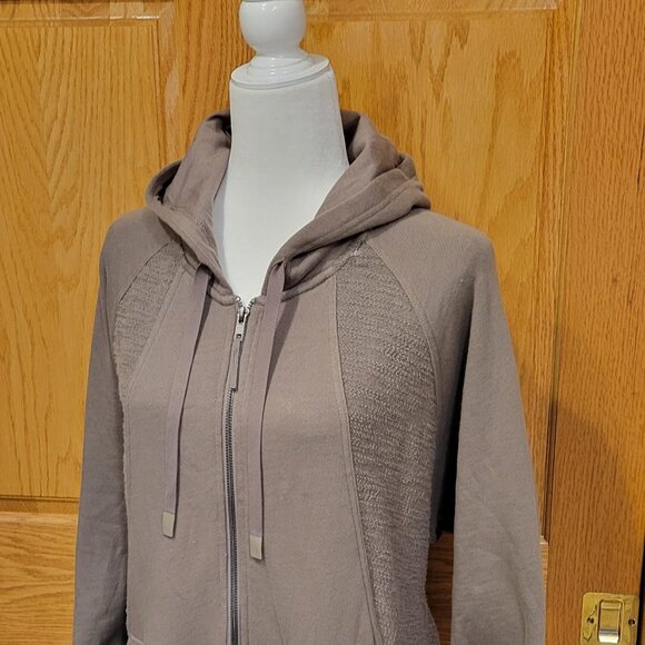 JoyLab Taupe Neutral Longline Zip Up Hooded Jacket Oversized Relaxed Fit NEW - Picture 5 of 15
